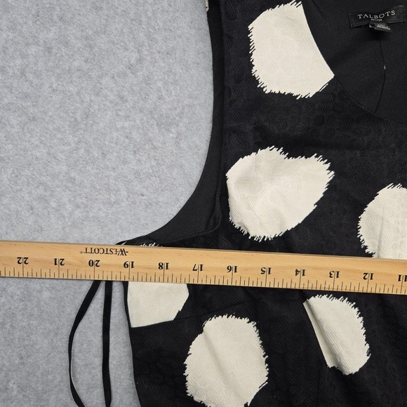 Talbots Dress Womens‎ 14P Black White Polka Dot Sleeveless Textured Midi Petite - Picture 7 of 14